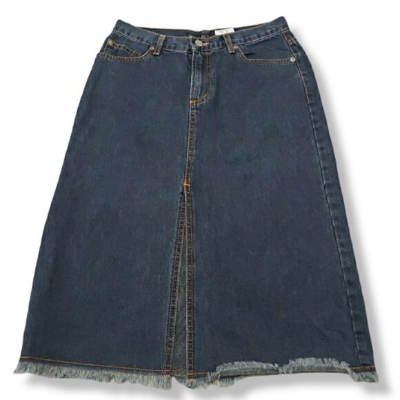 Nine Planet Skirt Size 7 W28"in Waist Blue Denim A Line 100% Cotton Made In USA - Picture 1 of 5